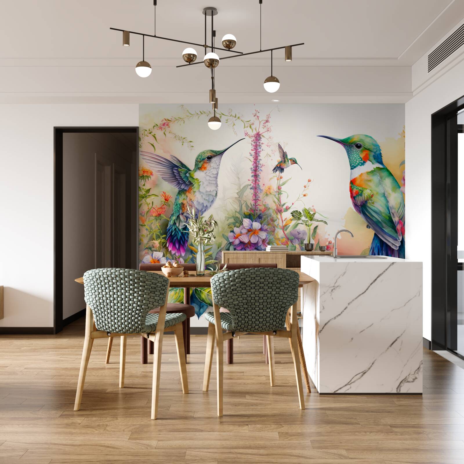 Fototapet păsările colibri comunică prin culori