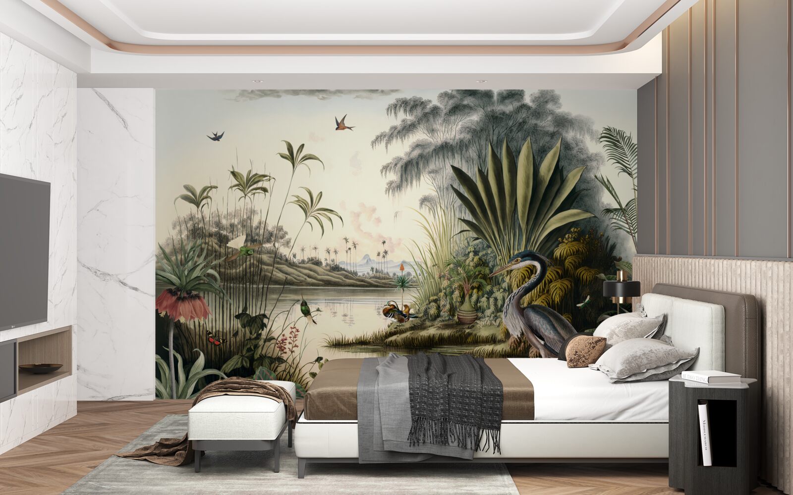 Fototapet Cocor lângă iaz verzui