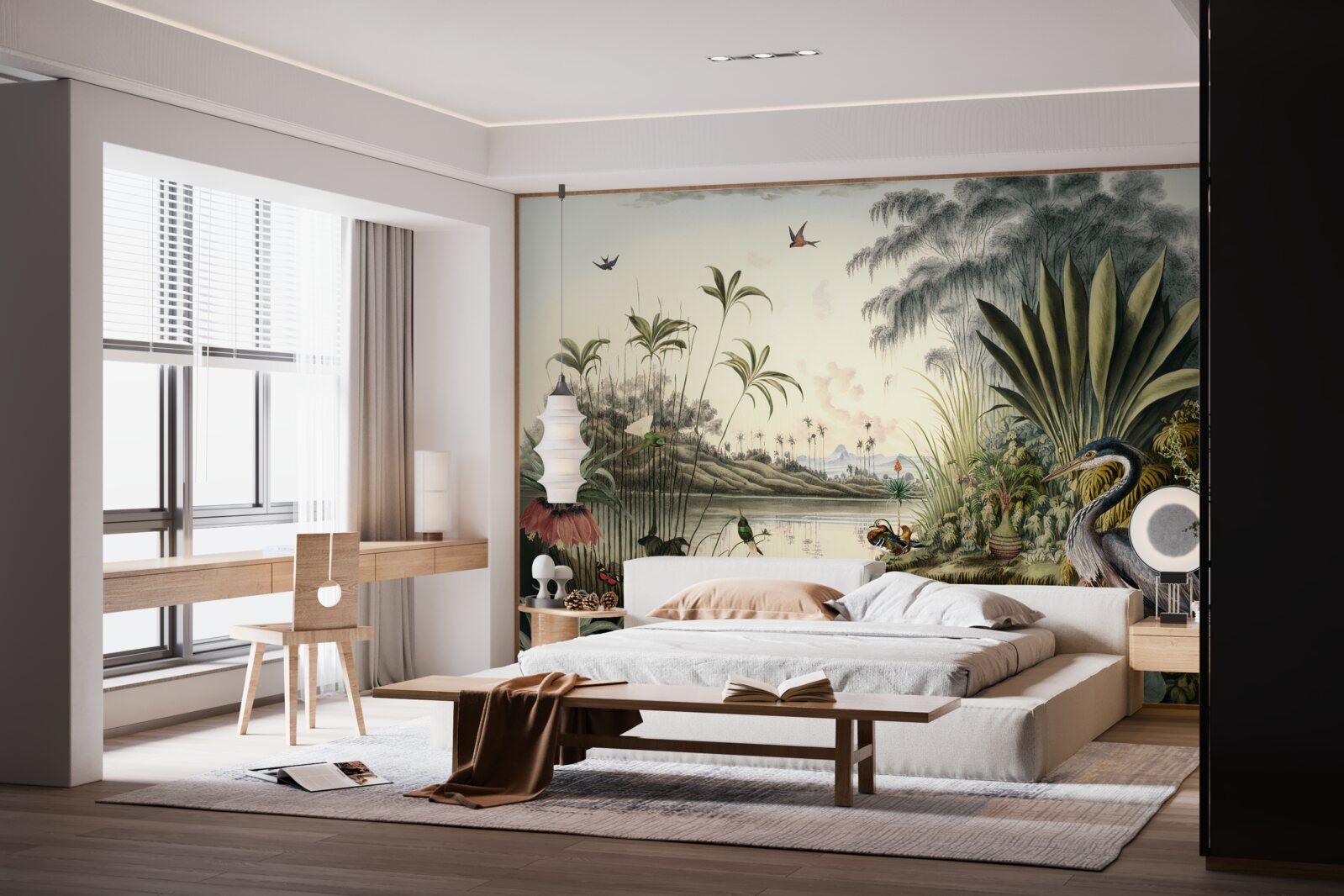 Fototapet Cocor lângă iaz verzui