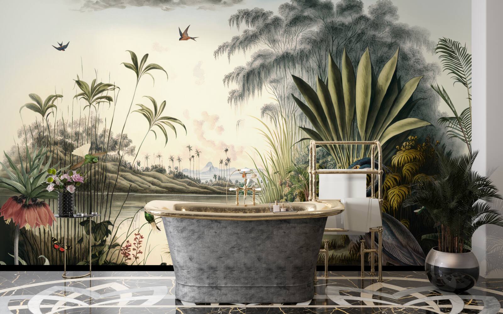 Fototapet Cocor lângă iaz verzui