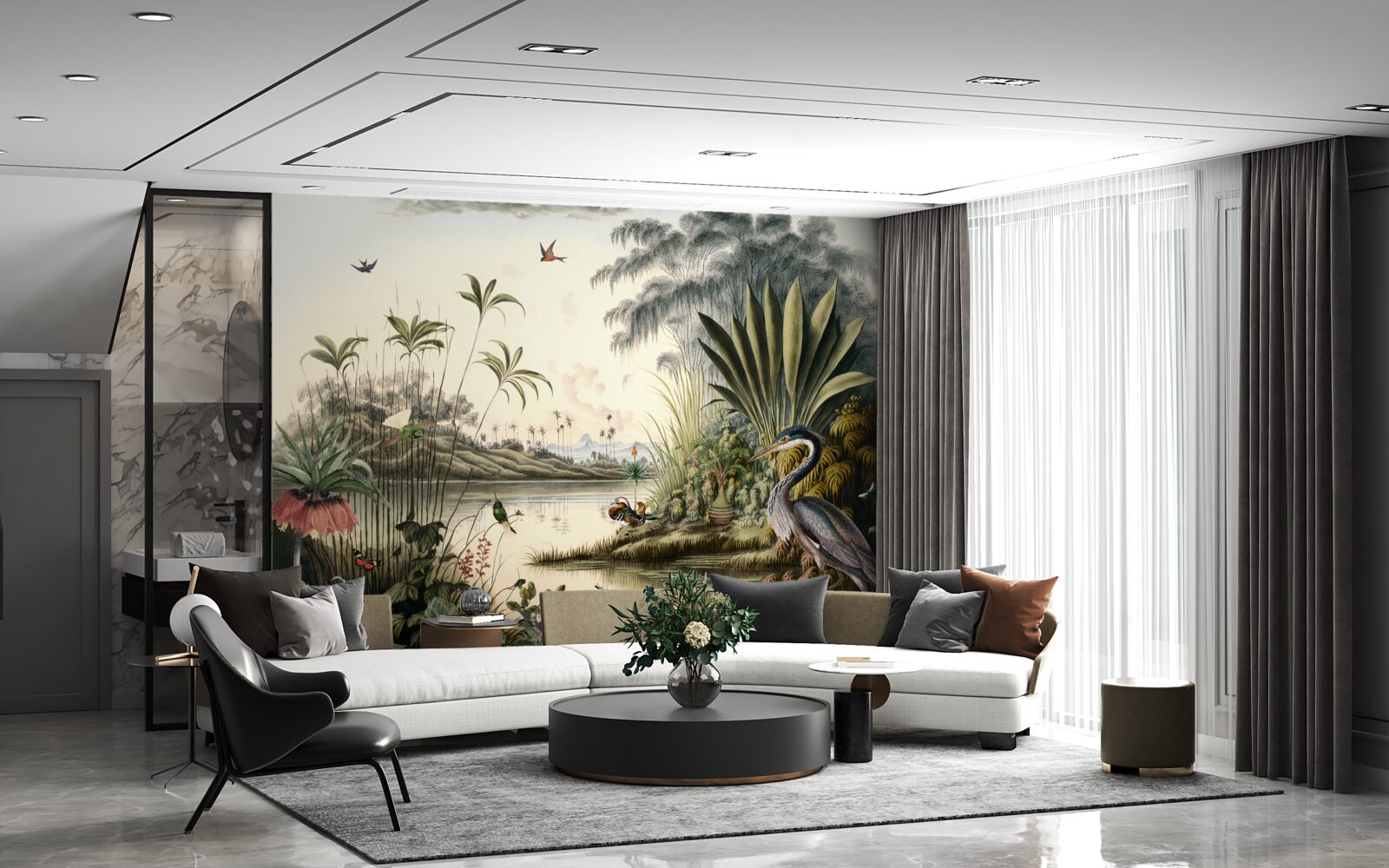 Fototapet Cocor lângă iaz verzui