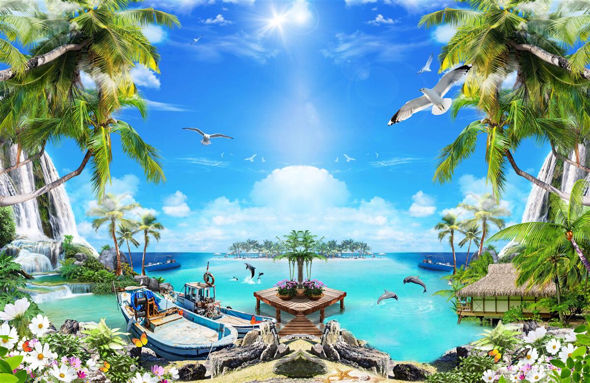 Fototapet nave pe țărmurile tropicelor