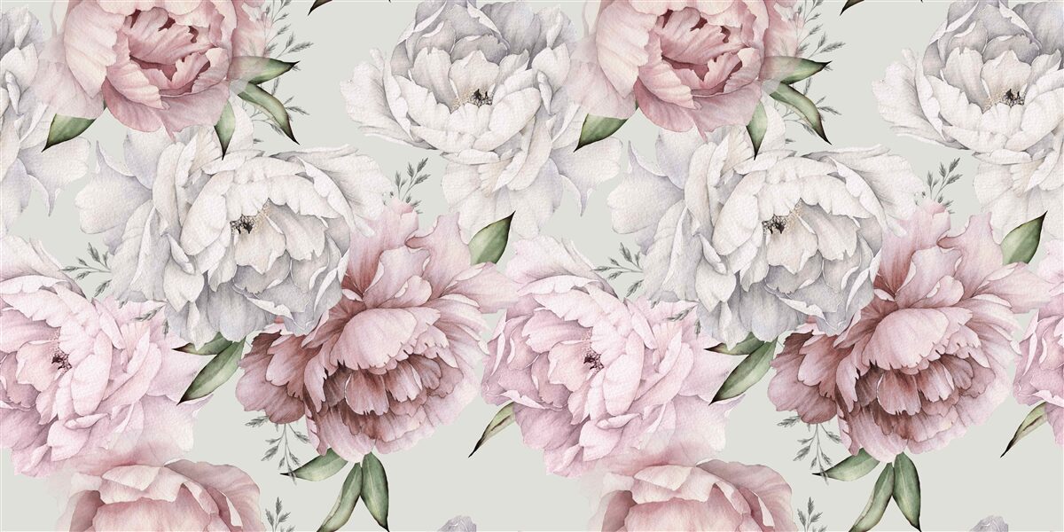 Fototapet bujori frumoși în nuanțe de alb și roz