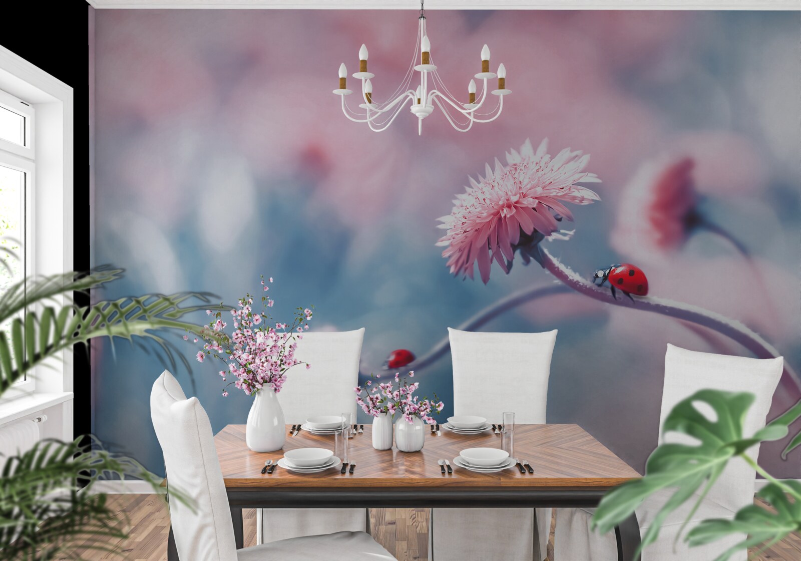 Fototapet vacile aparținând zeului sunt pe flori roz