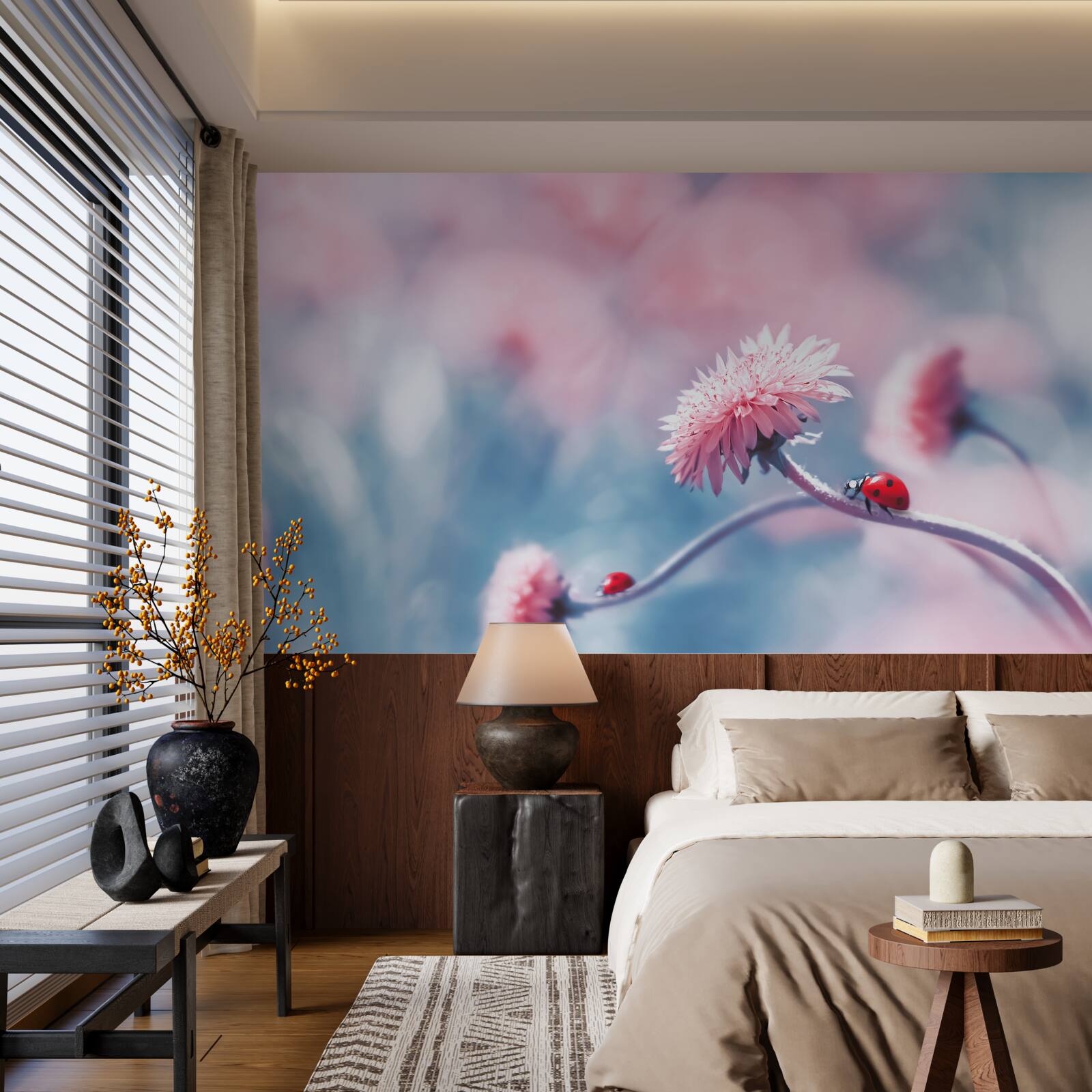 Fototapet vacile aparținând zeului sunt pe flori roz