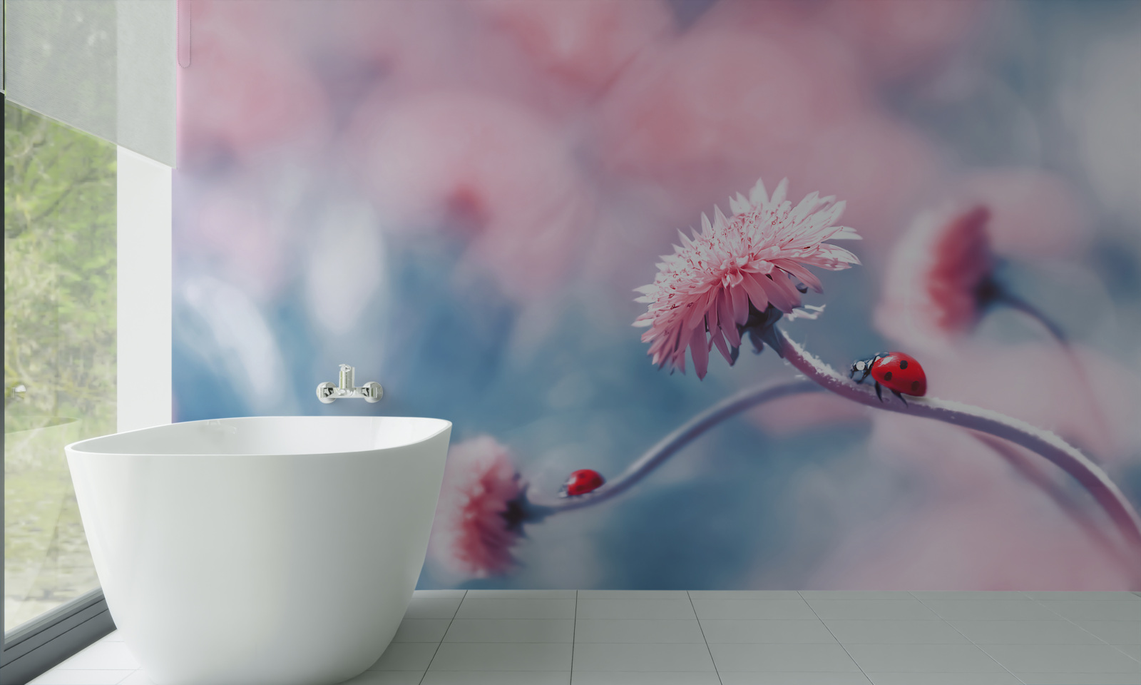 Fototapet vacile aparținând zeului sunt pe flori roz