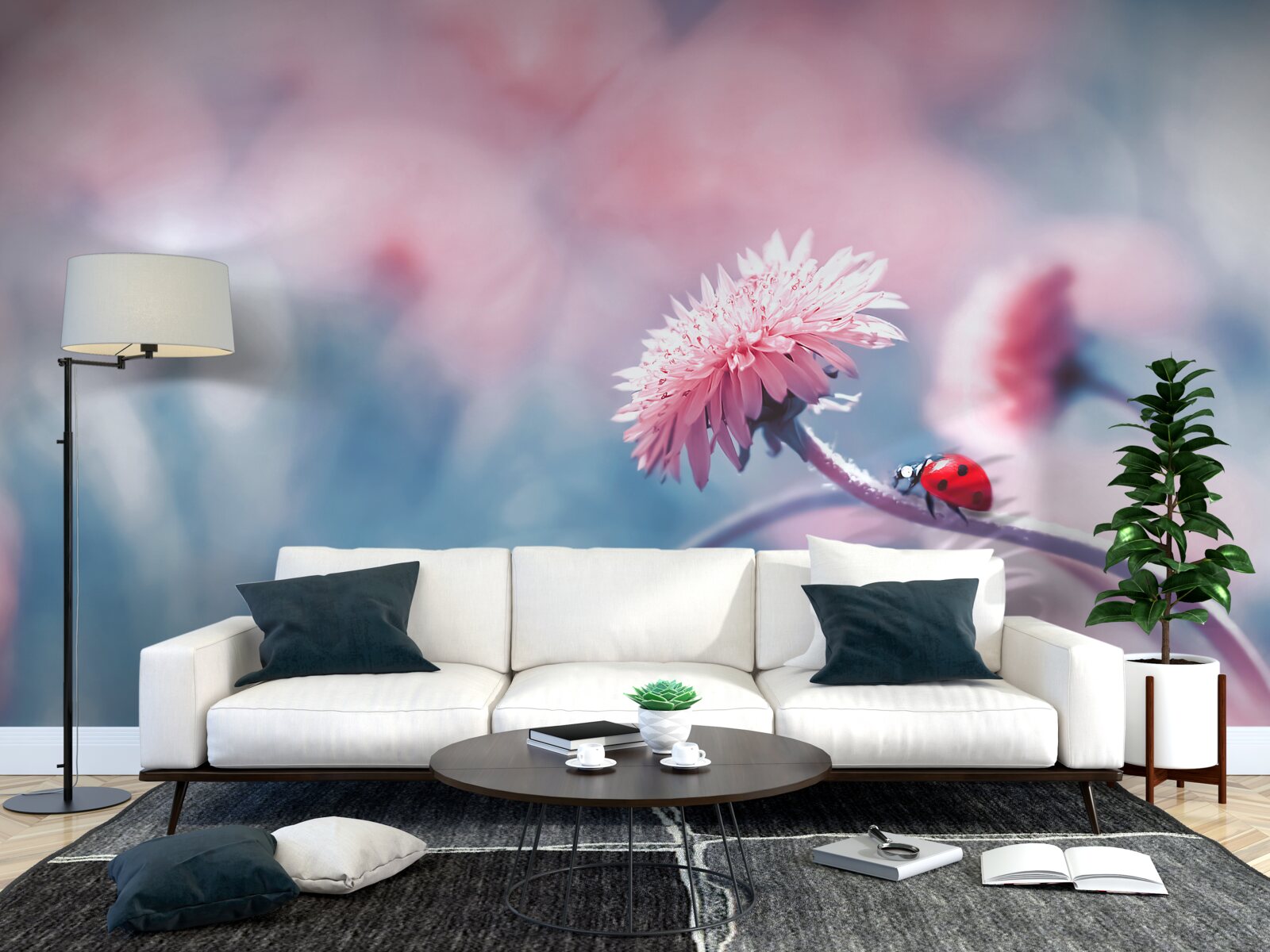 Fototapet vacile aparținând zeului sunt pe flori roz