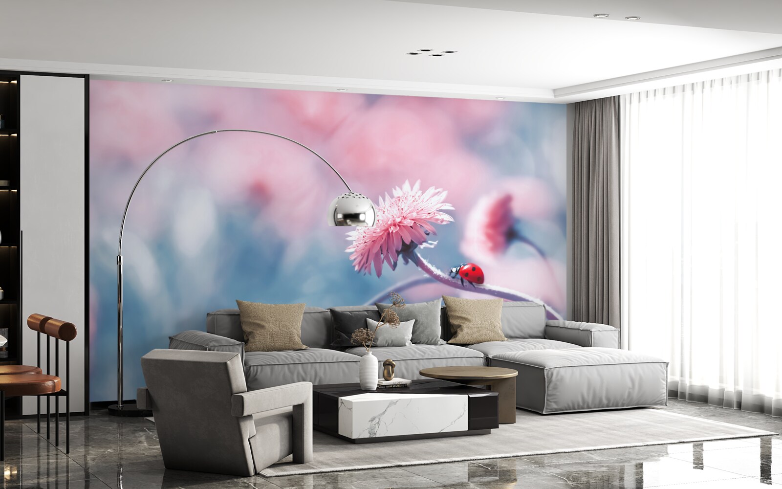 Fototapet vacile aparținând zeului sunt pe flori roz