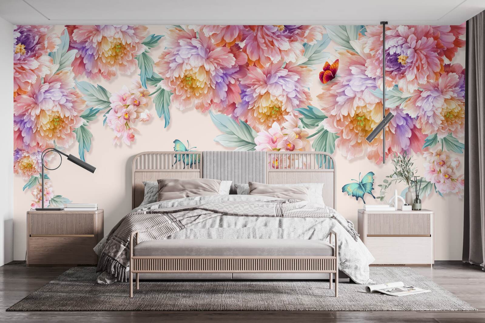 Fototapet florile de primăvară sunt presărate cu fluturi