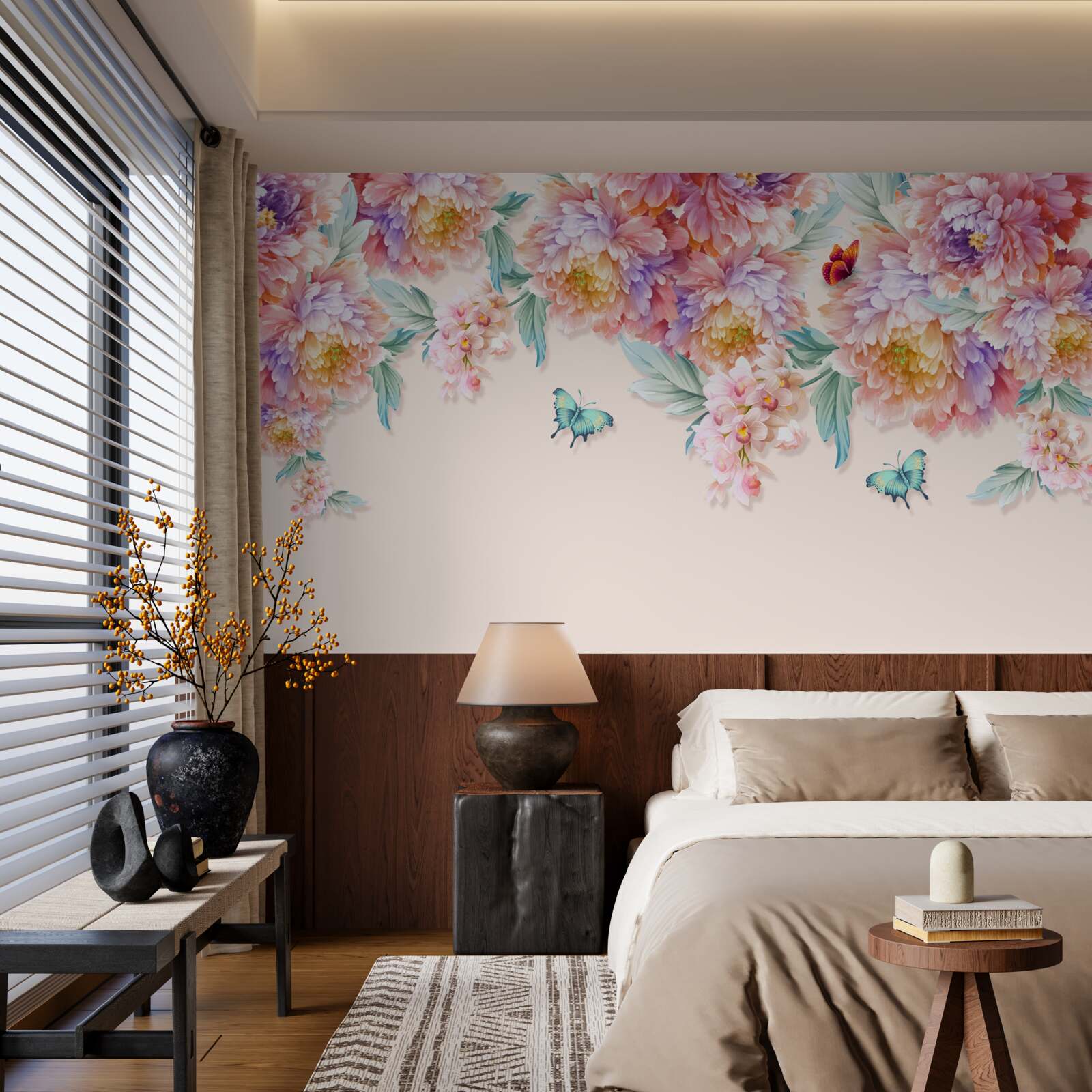 Fototapet florile de primăvară sunt presărate cu fluturi