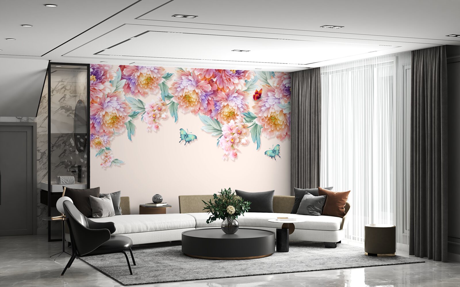 Fototapet florile de primăvară sunt presărate cu fluturi