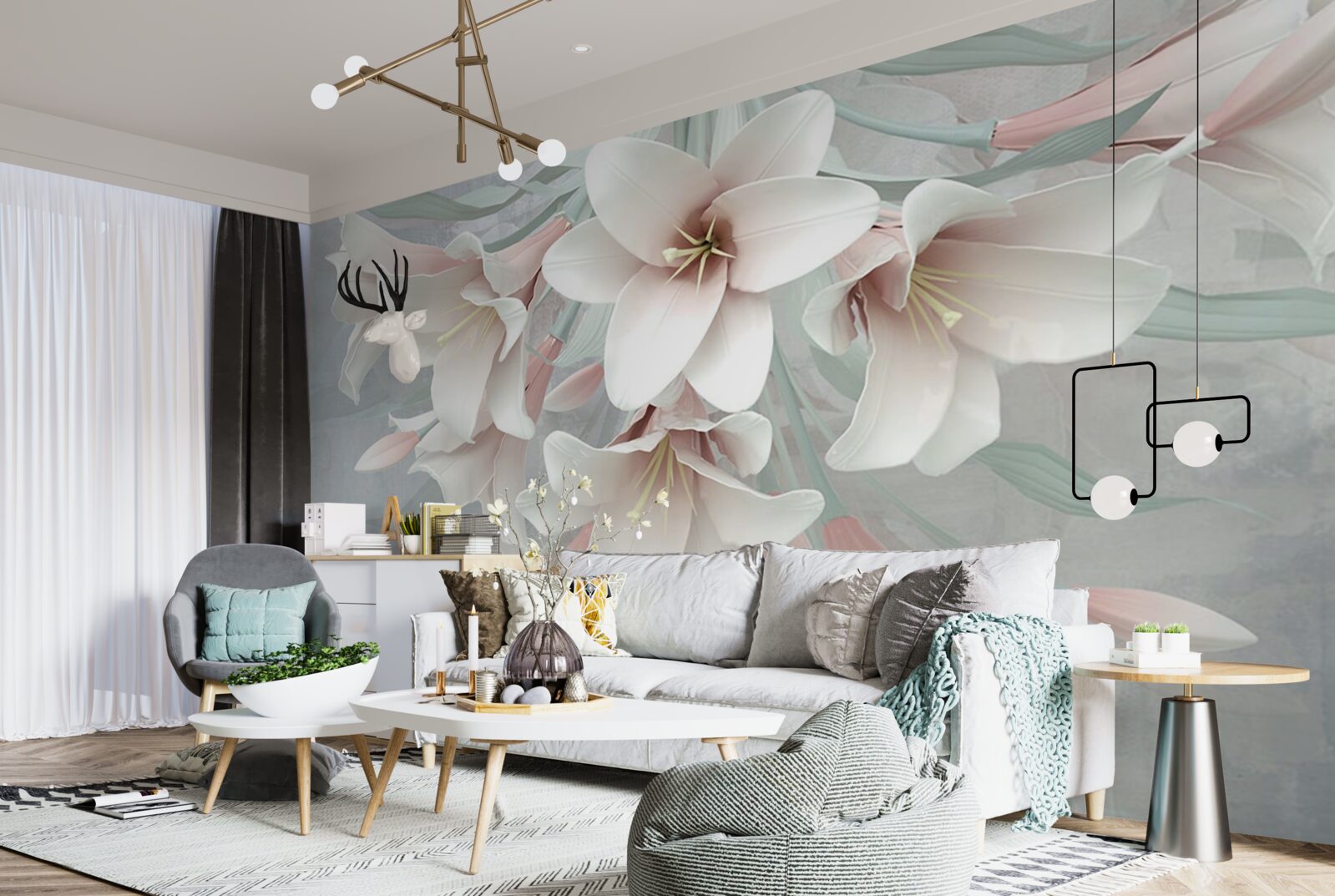 Fototapet compoziție de crini luminoși