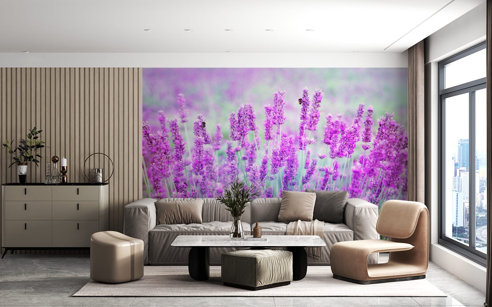 Fototapet câmp de flori de levănțică