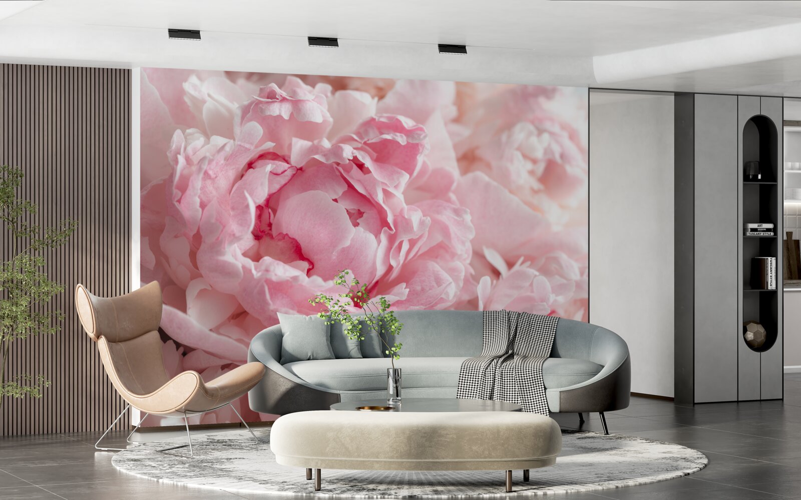 Fototapet buchet de bujori într-o nuanță delicată de roz