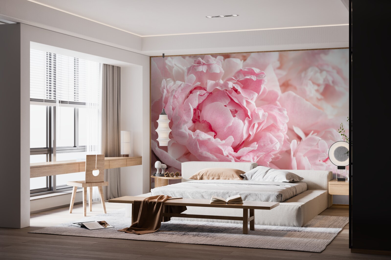 Fototapet buchet de bujori într-o nuanță delicată de roz