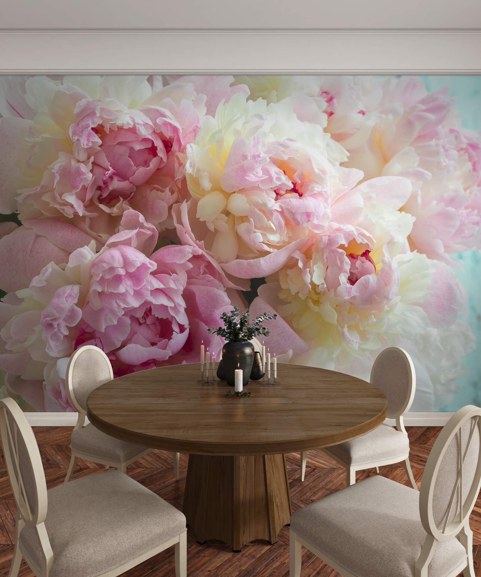 Fototapet bujori delicate în nuanțe de roz