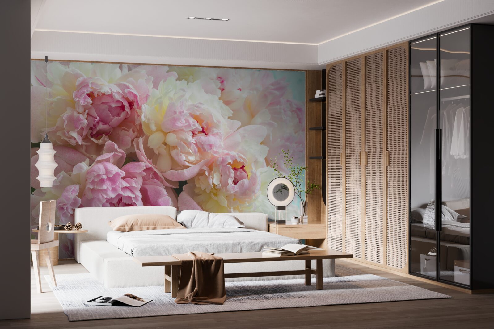 Fototapet bujori delicate în nuanțe de roz