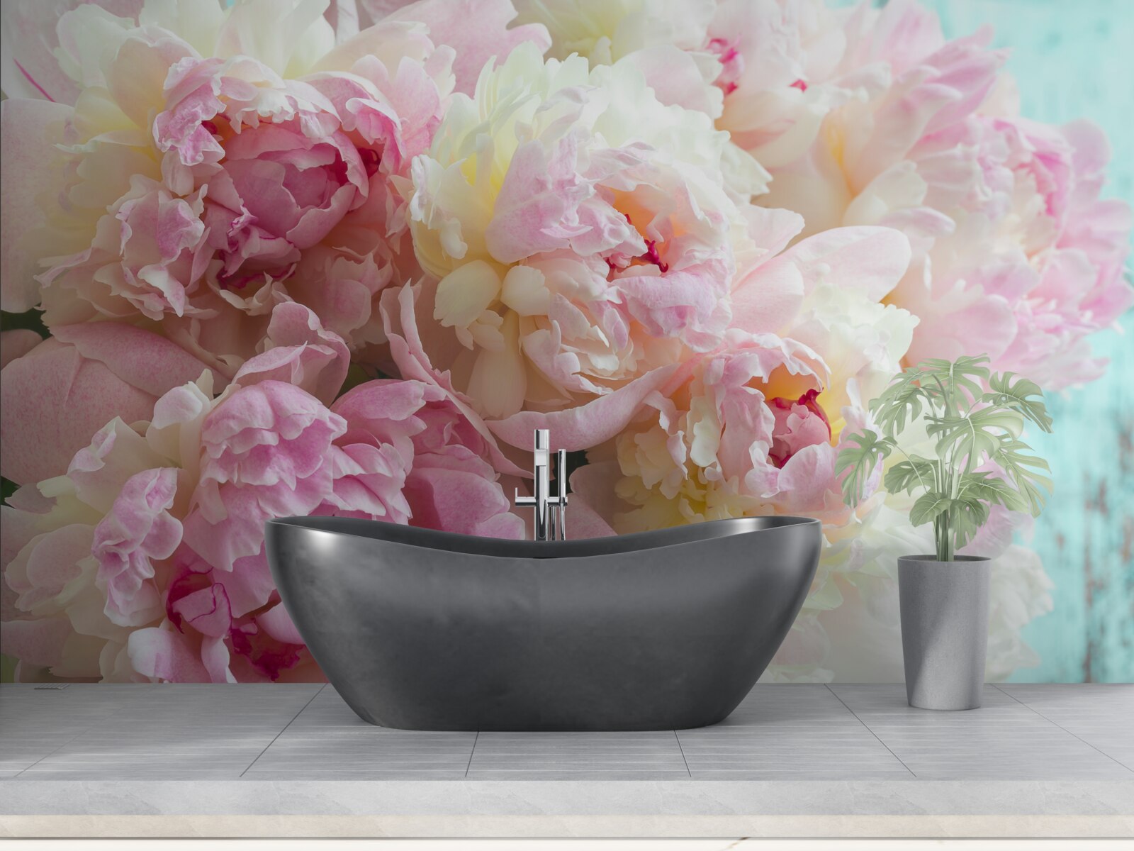 Fototapet bujori delicate în nuanțe de roz