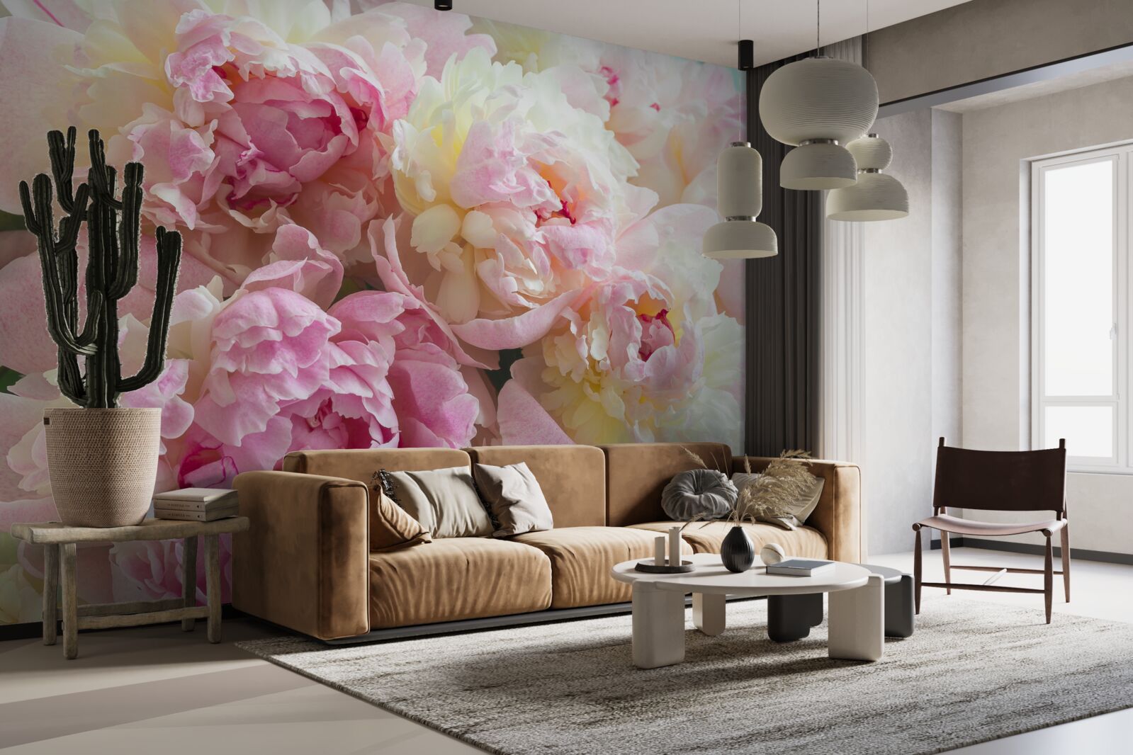 Fototapet bujori delicate în nuanțe de roz