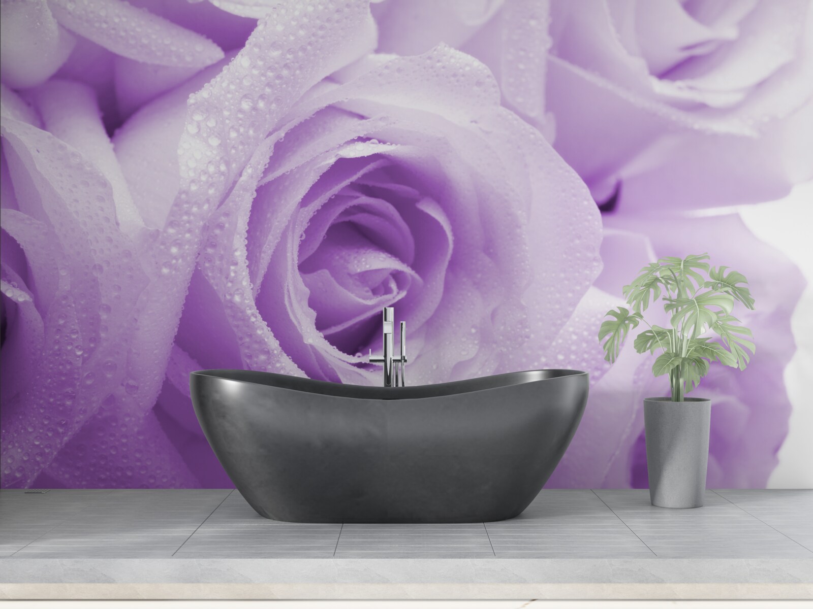 Fototapet prim-plan de flori roz liliac