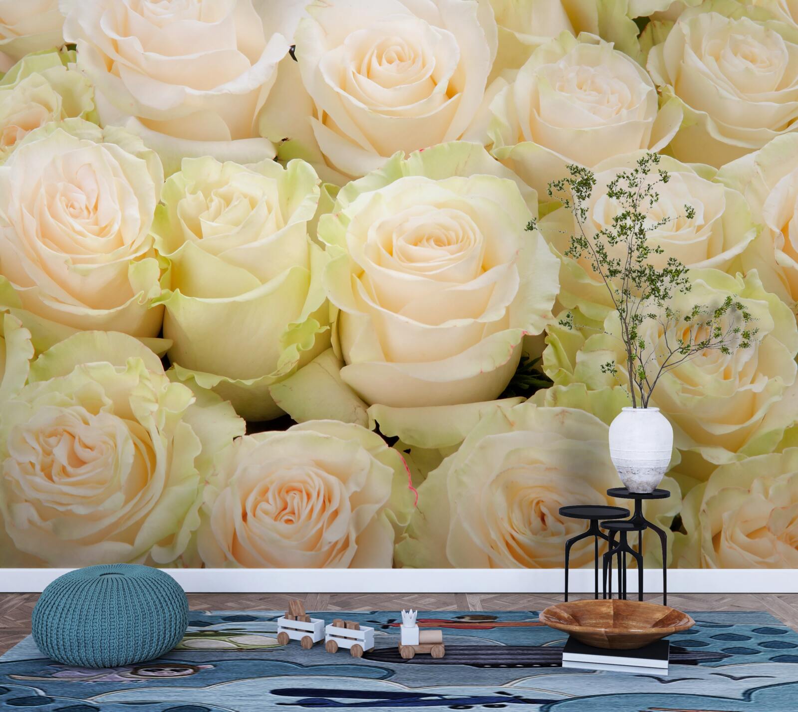 Fototapet rezumat de flori bej delicate