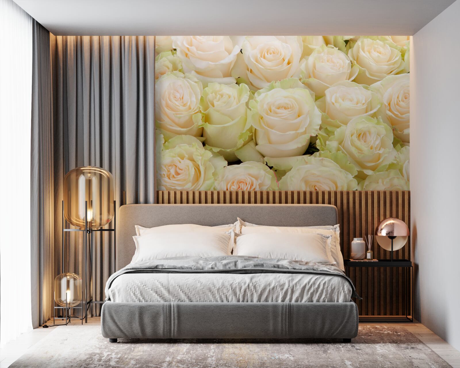 Fototapet rezumat de flori bej delicate