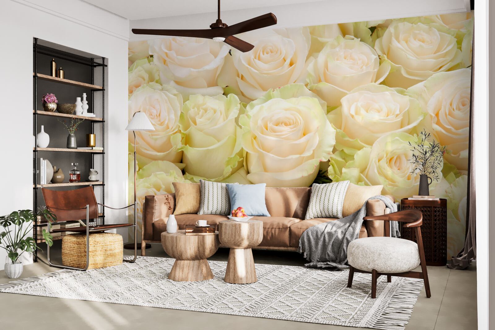 Fototapet rezumat de flori bej delicate