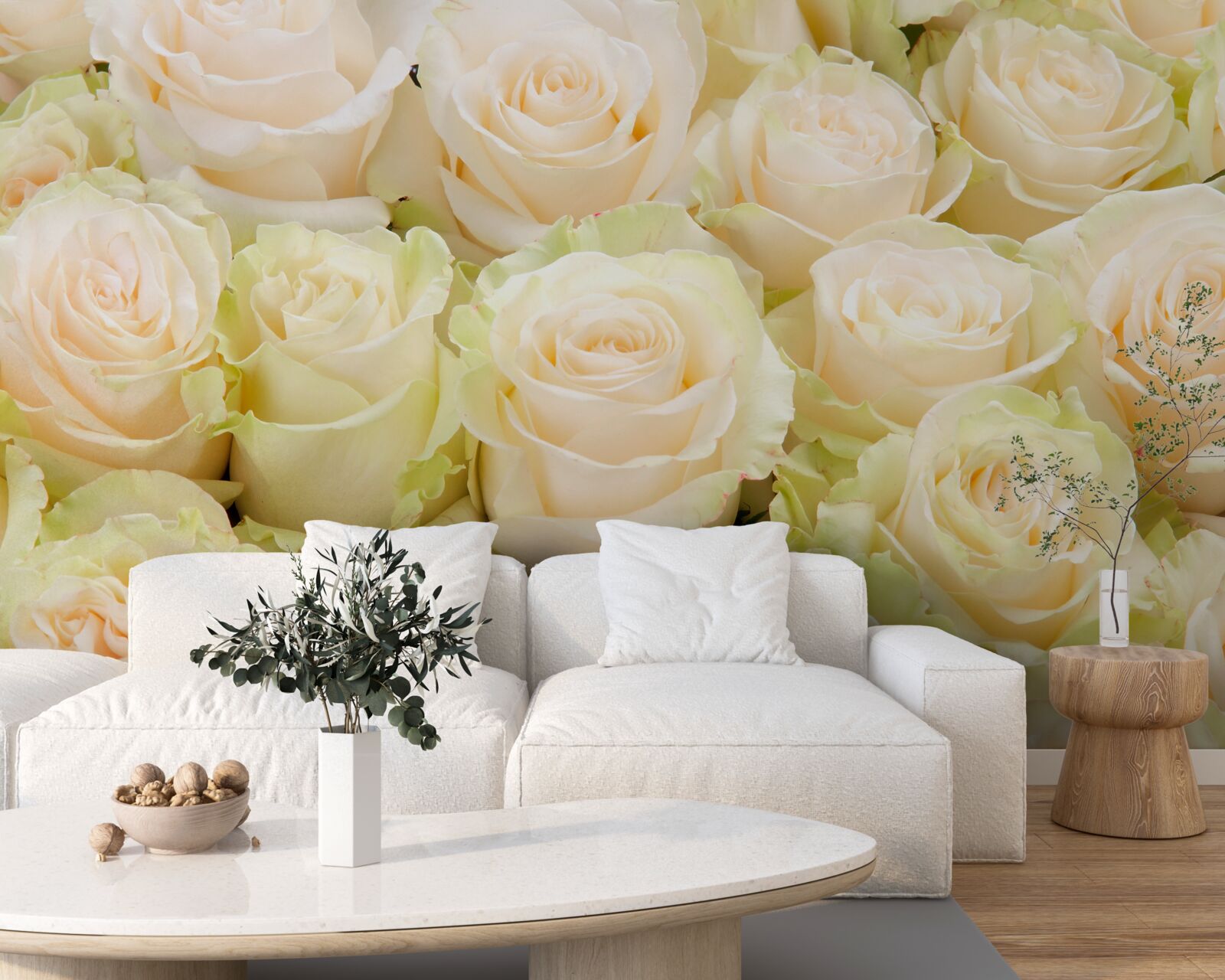 Fototapet rezumat de flori bej delicate