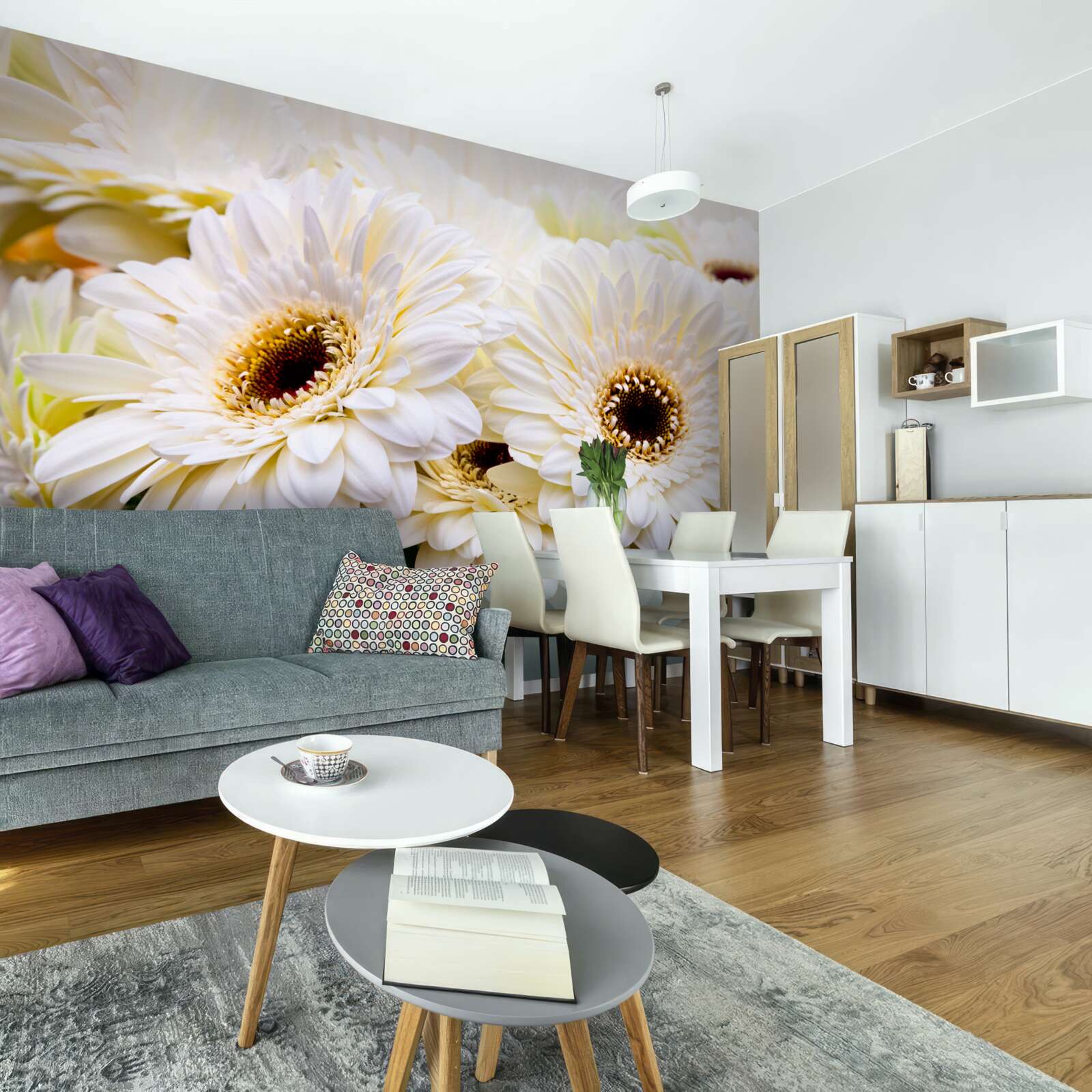 Fototapet colecție de gerbera albe ca zăpada