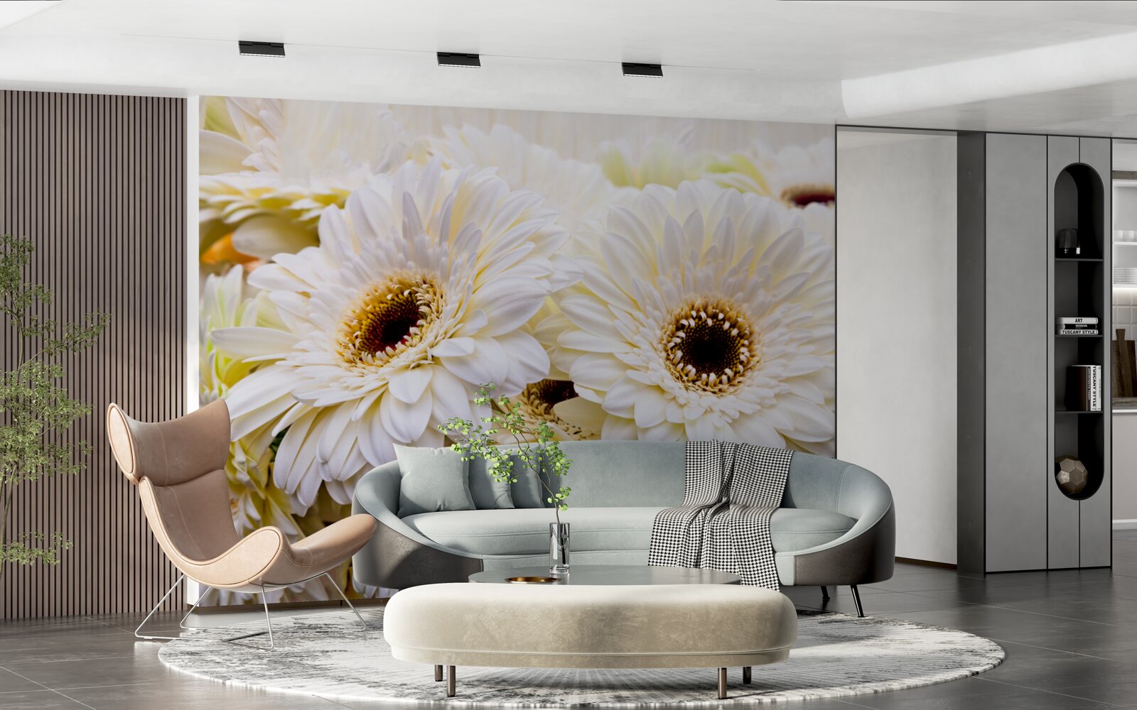 Fototapet colecție de gerbera albe ca zăpada