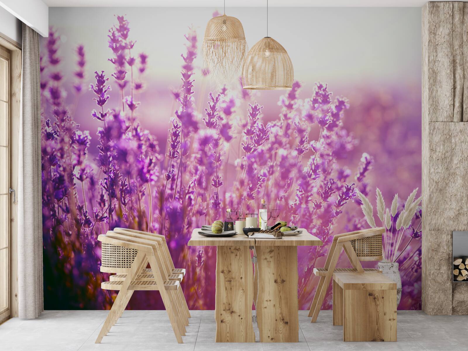 Fototapet flori de levănțică în zori