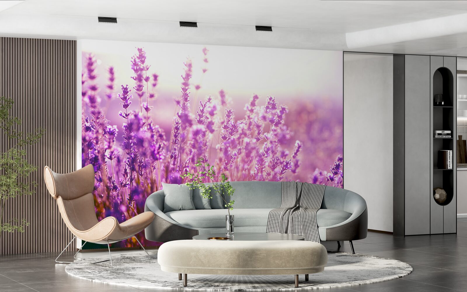 Fototapet flori de levănțică în zori