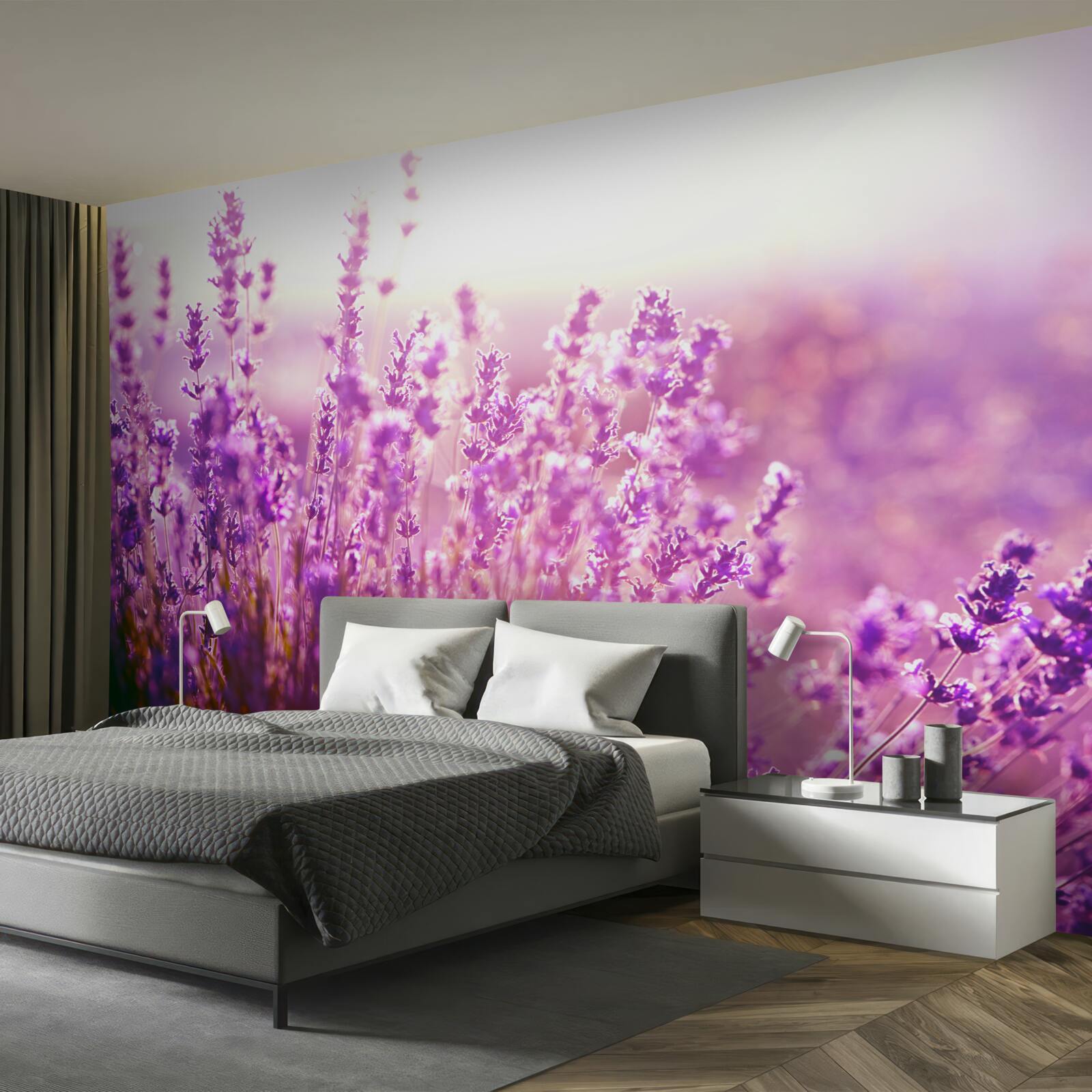 Fototapet flori de levănțică în zori