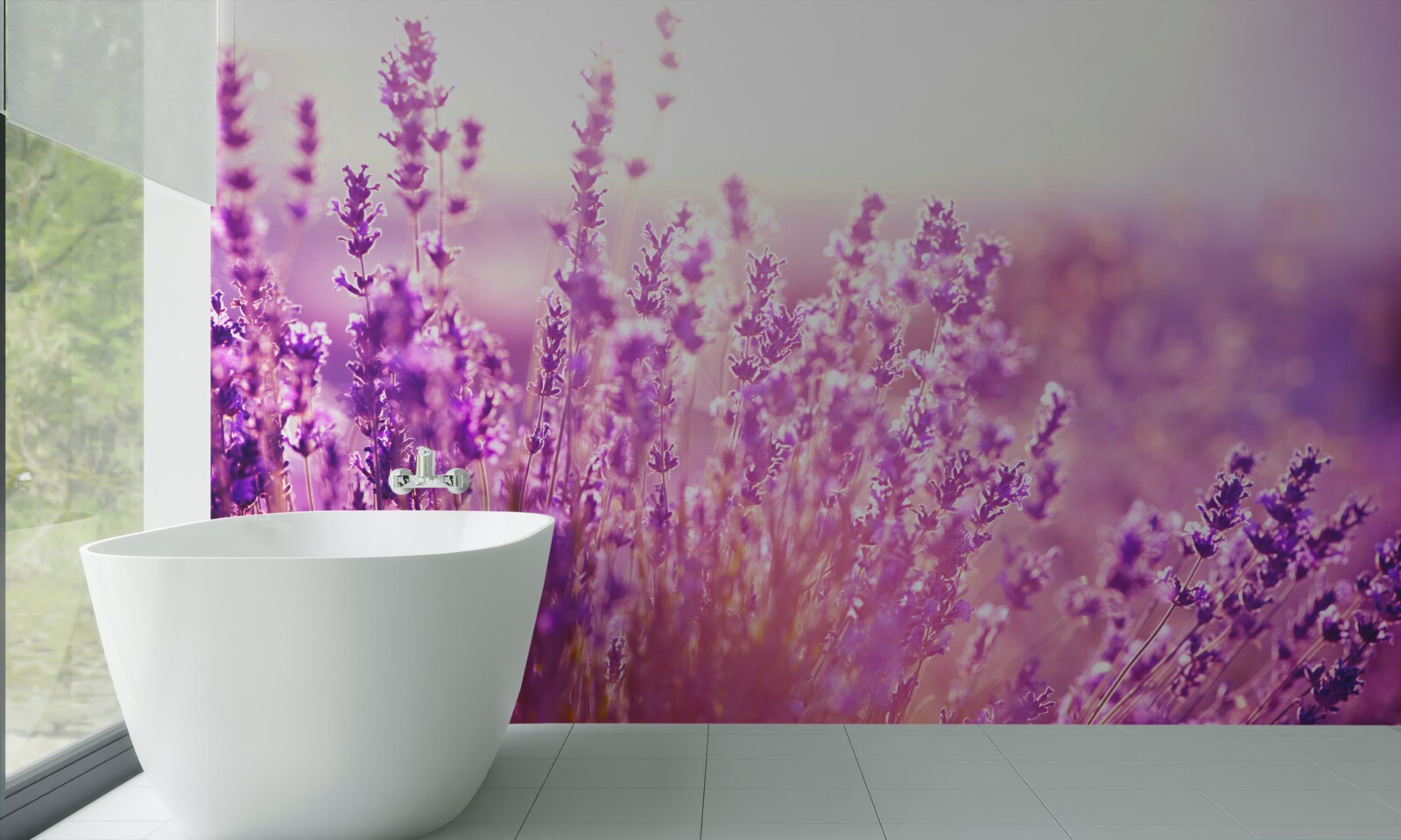 Fototapet flori de levănțică în zori