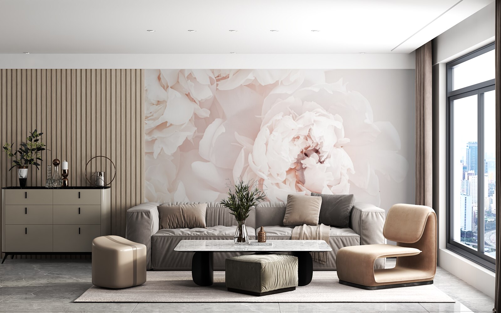 Fototapet bujor de o frumusețe pastelată delicată