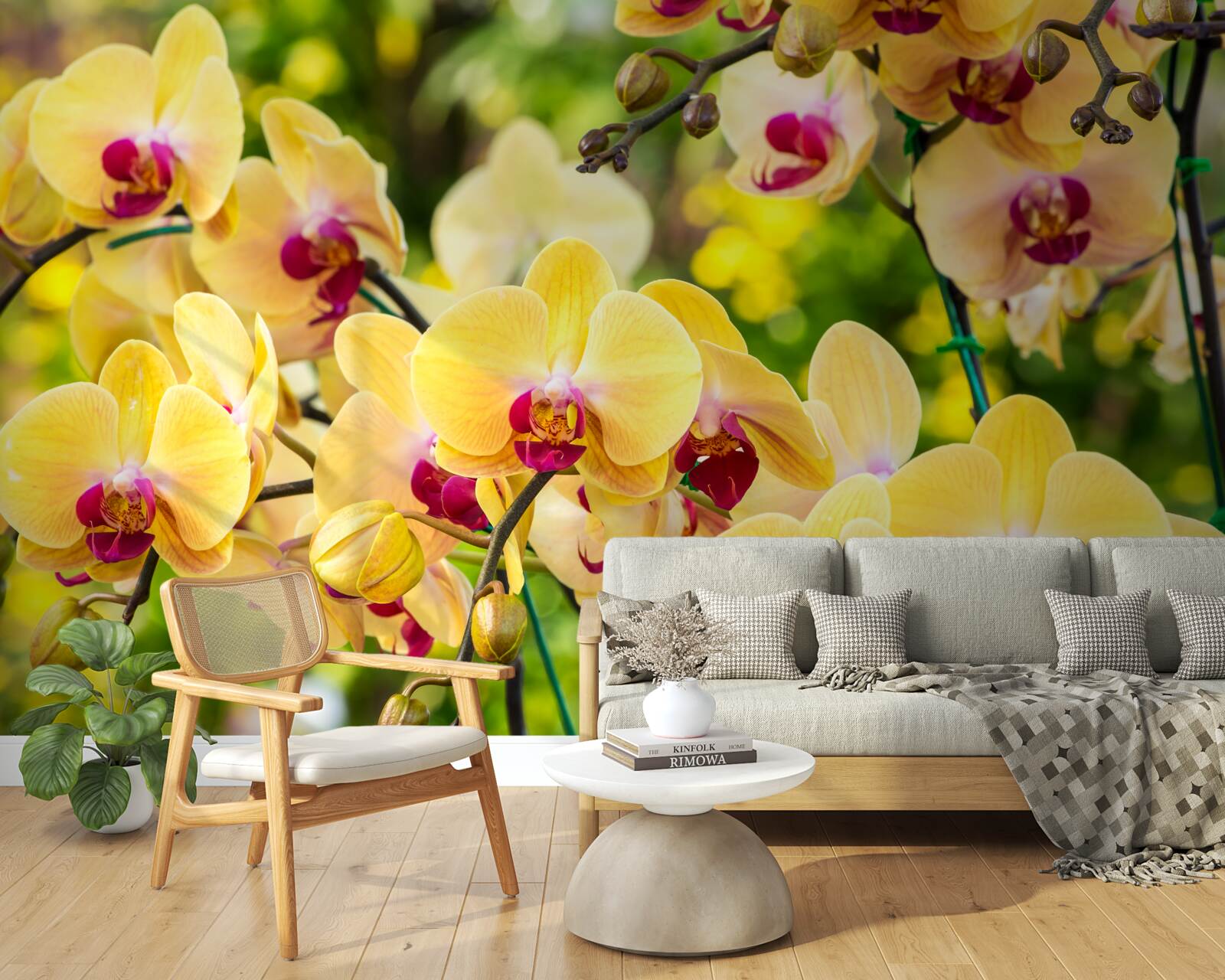 Fototapet Orhidee galbene în grădina de vară