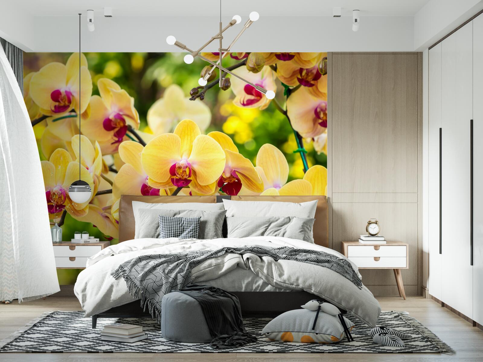 Fototapet Orhidee galbene în grădina de vară