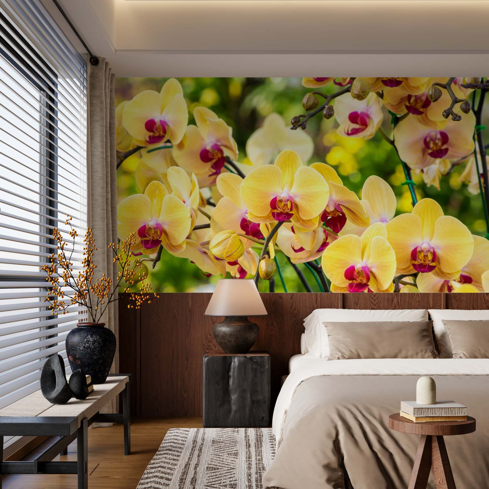 Fototapet Orhidee galbene în grădina de vară