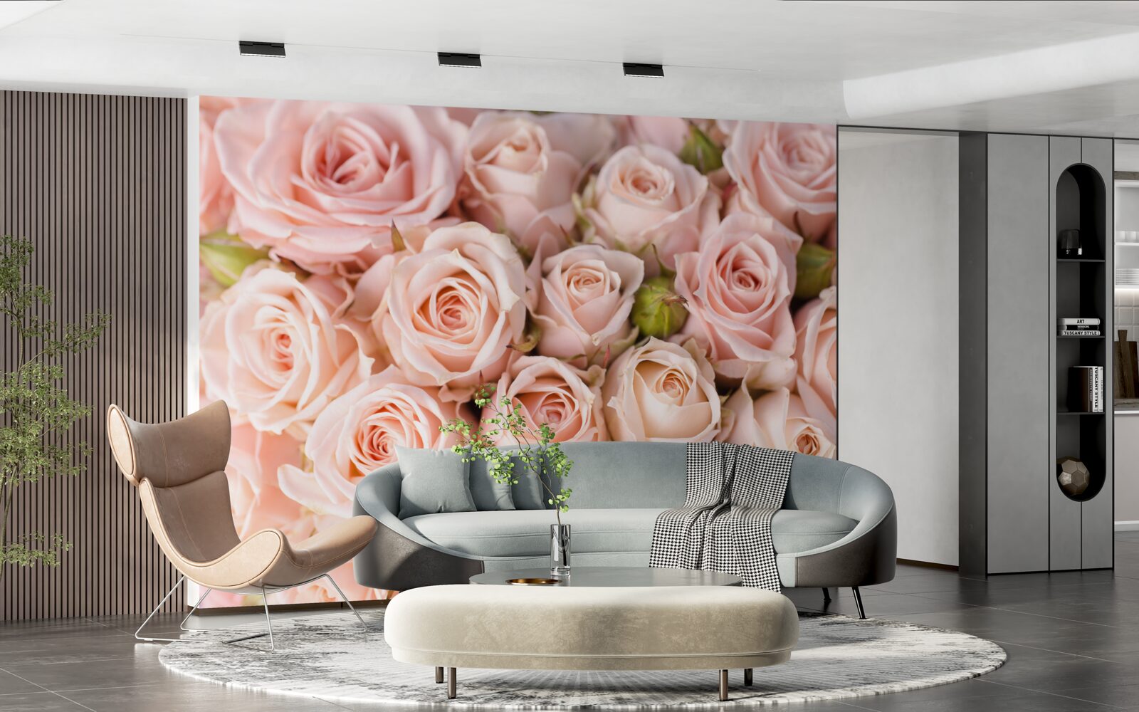 Fototapet muguri de trandafir roz moale