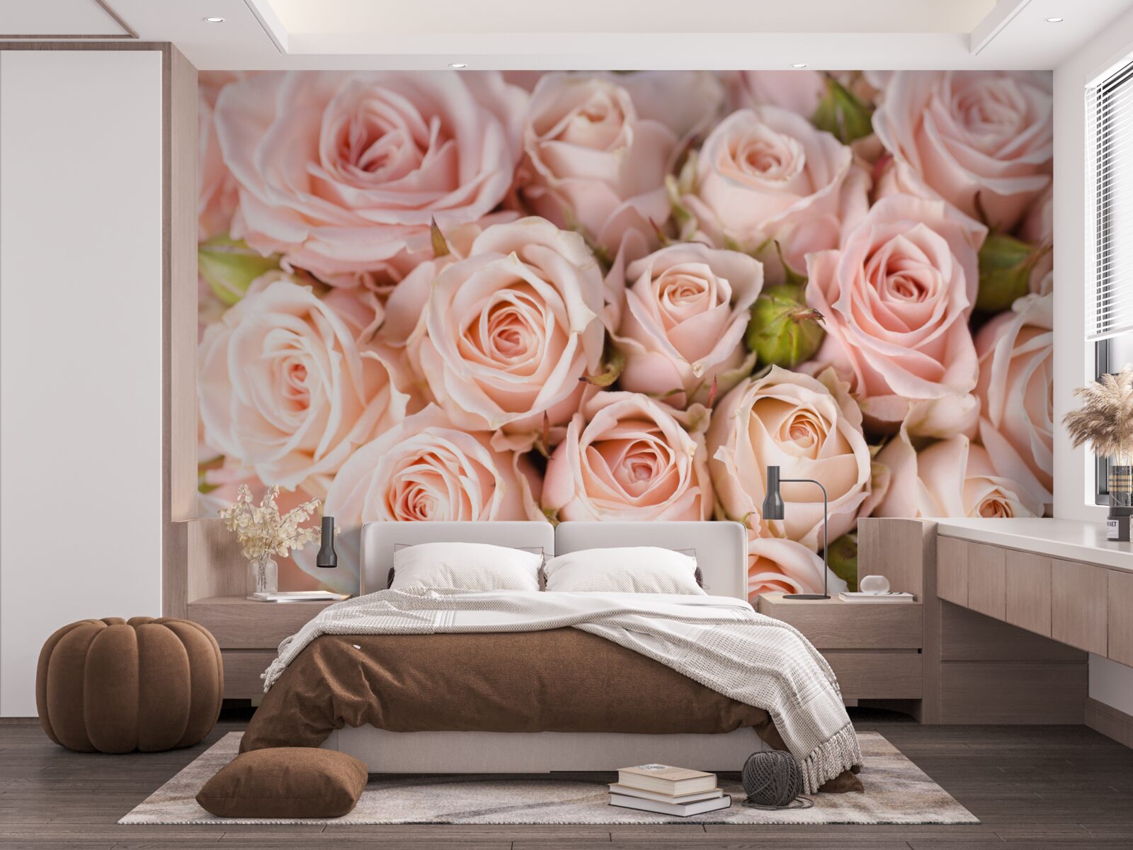 Fototapet muguri de trandafir roz moale