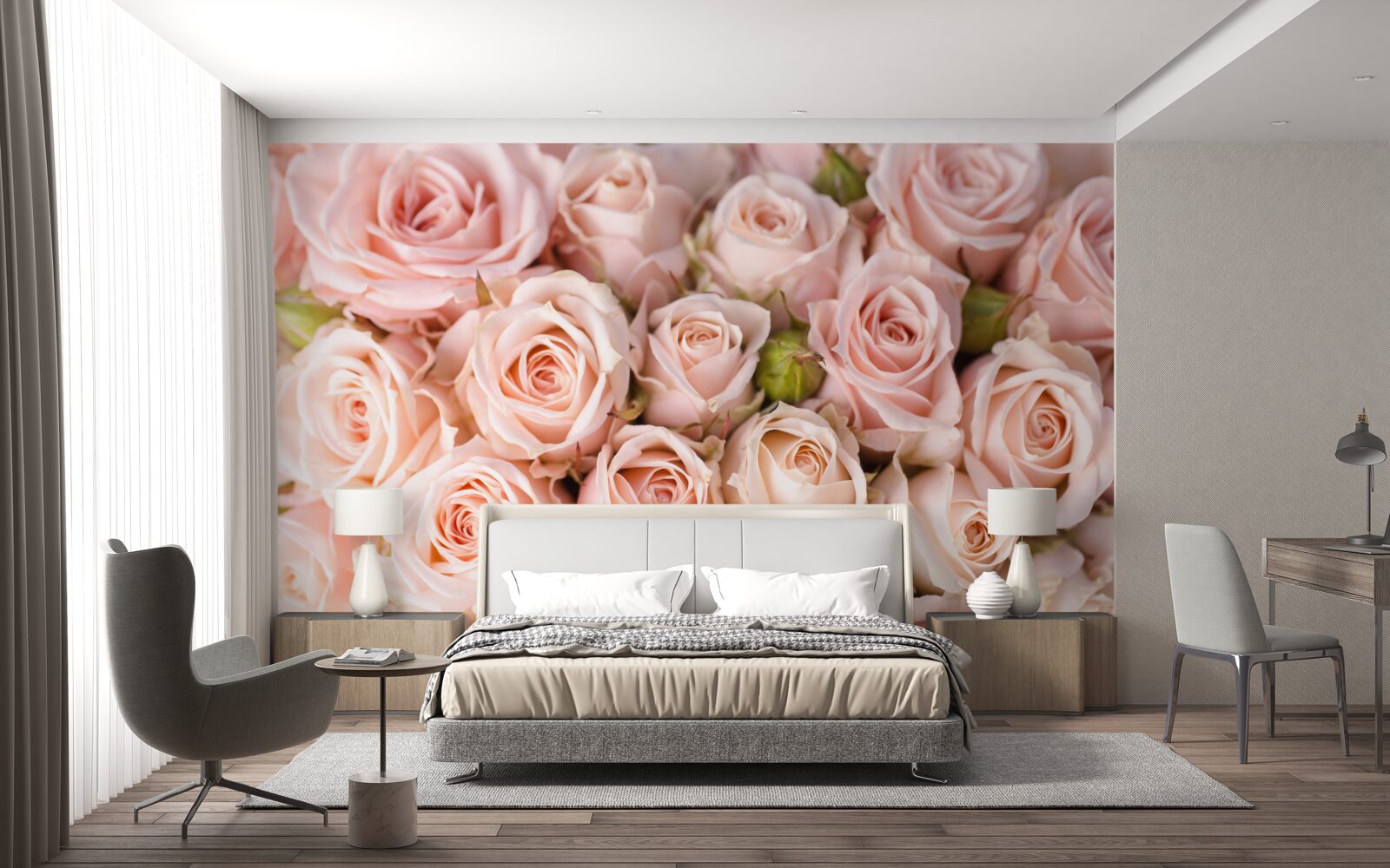 Fototapet muguri de trandafir roz moale