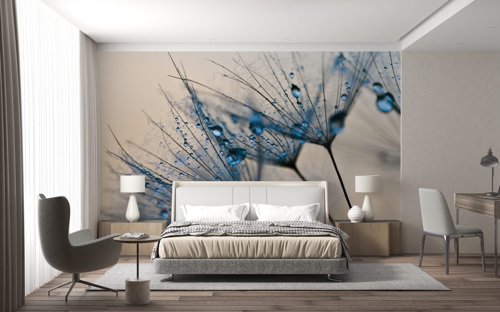 Fototapet roua dimineții pe păpădiile aerisite