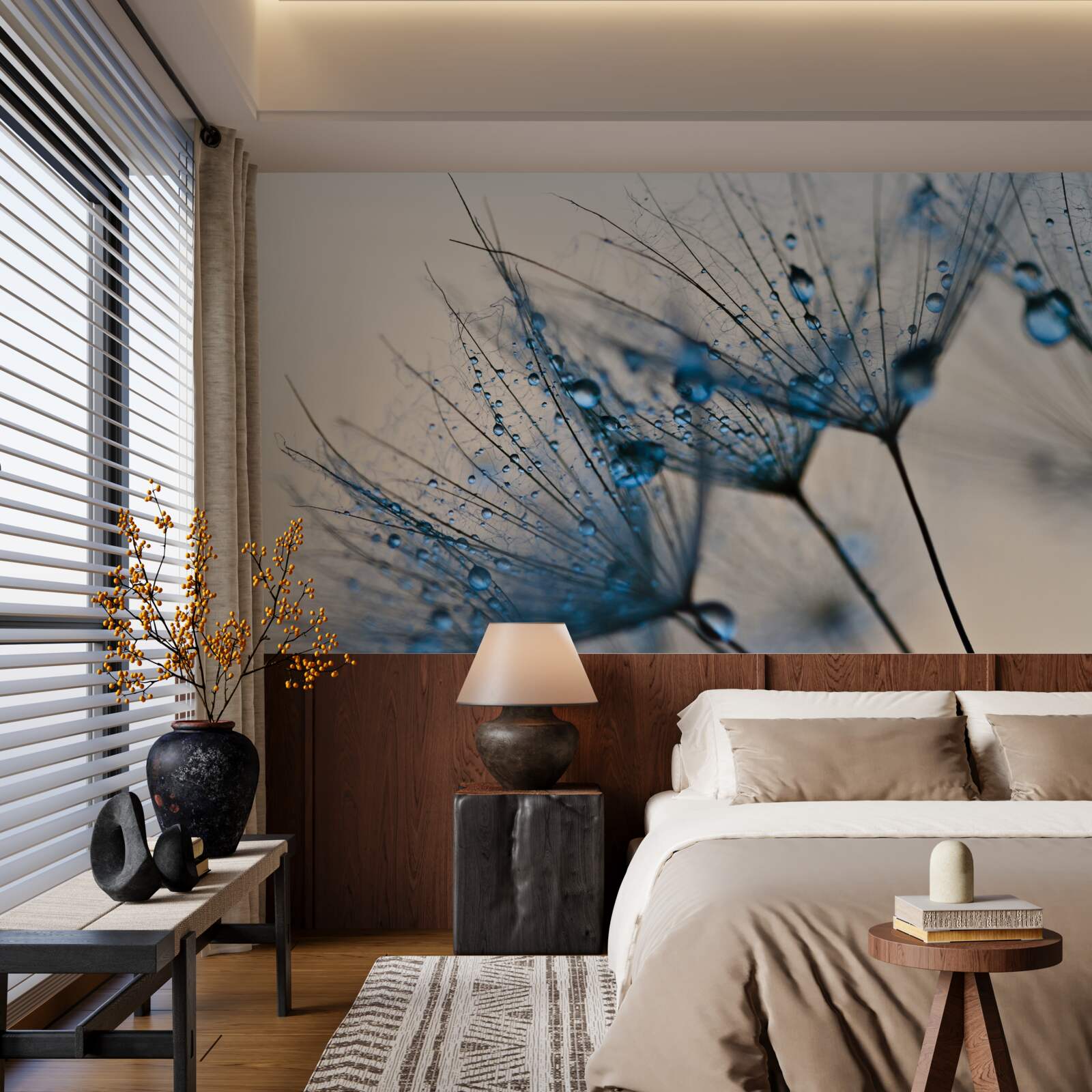 Fototapet roua dimineții pe păpădiile aerisite