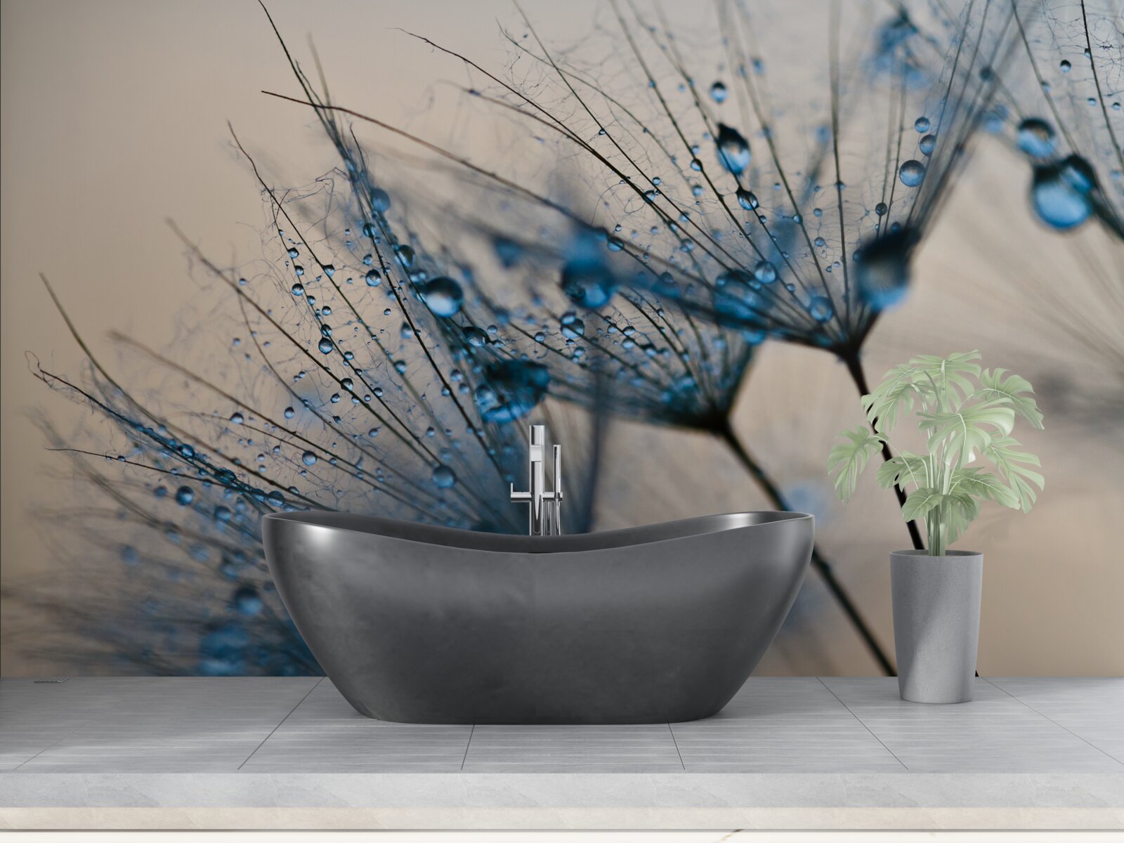 Fototapet roua dimineții pe păpădiile aerisite