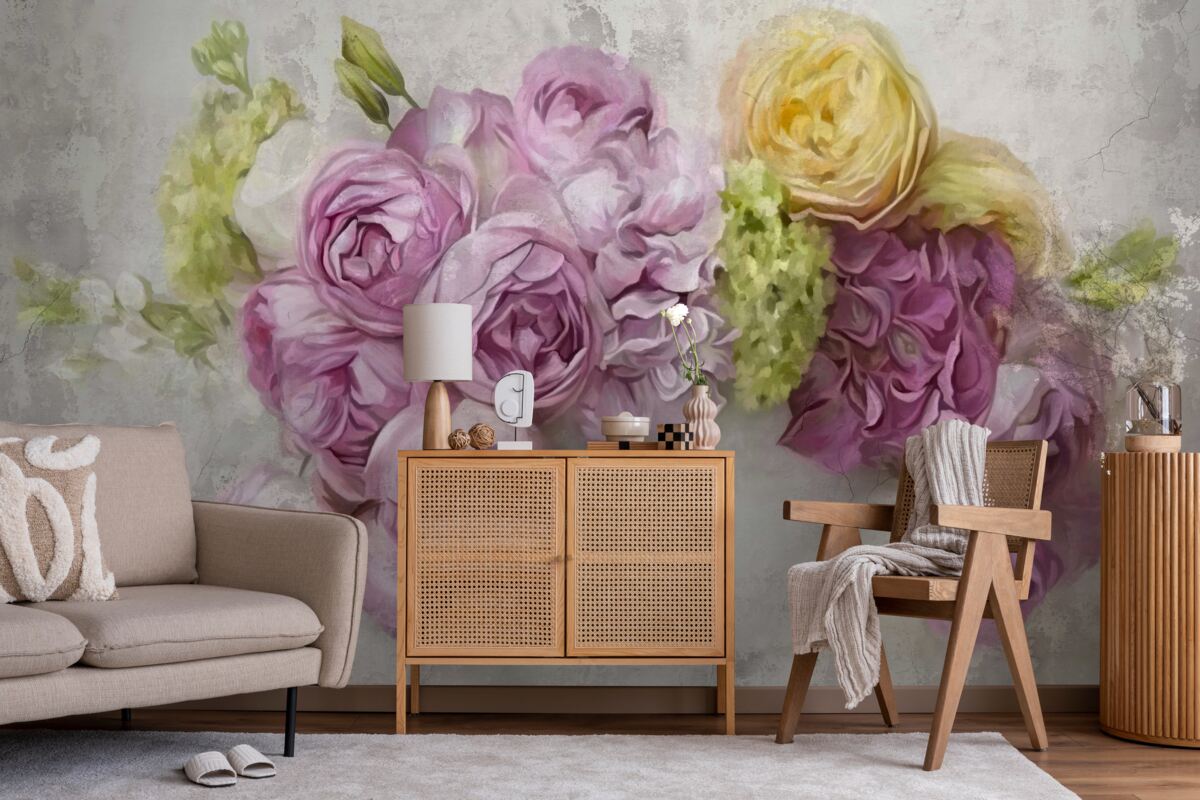 Fototapet compoziție cu bujori mov