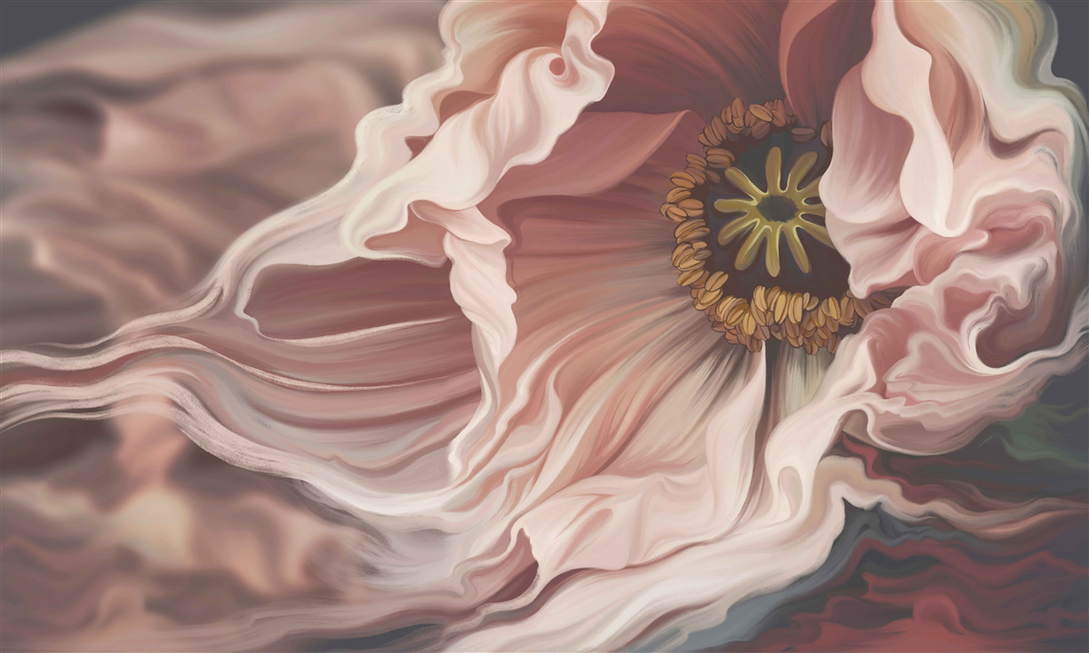 Fototapet bujor mare în culoarea pudră