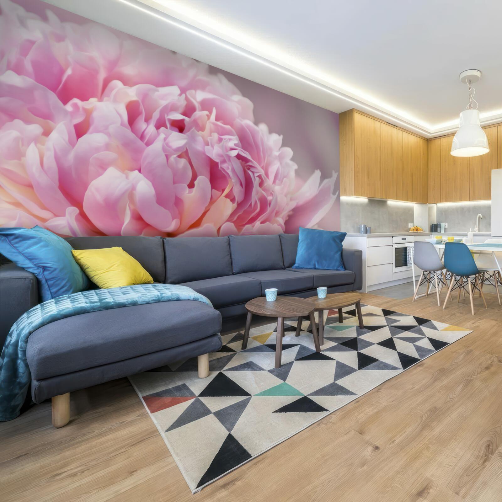 Fototapet prim-plan al unei bujori lăptoase în floare