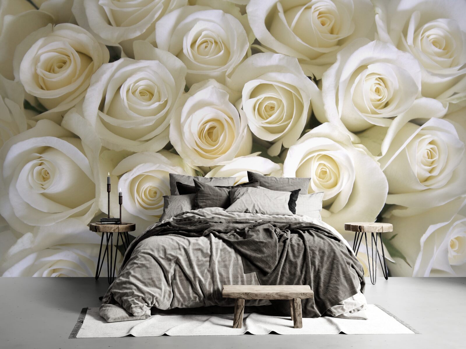 Fototapet butoane de trandafir alb ca zăpada