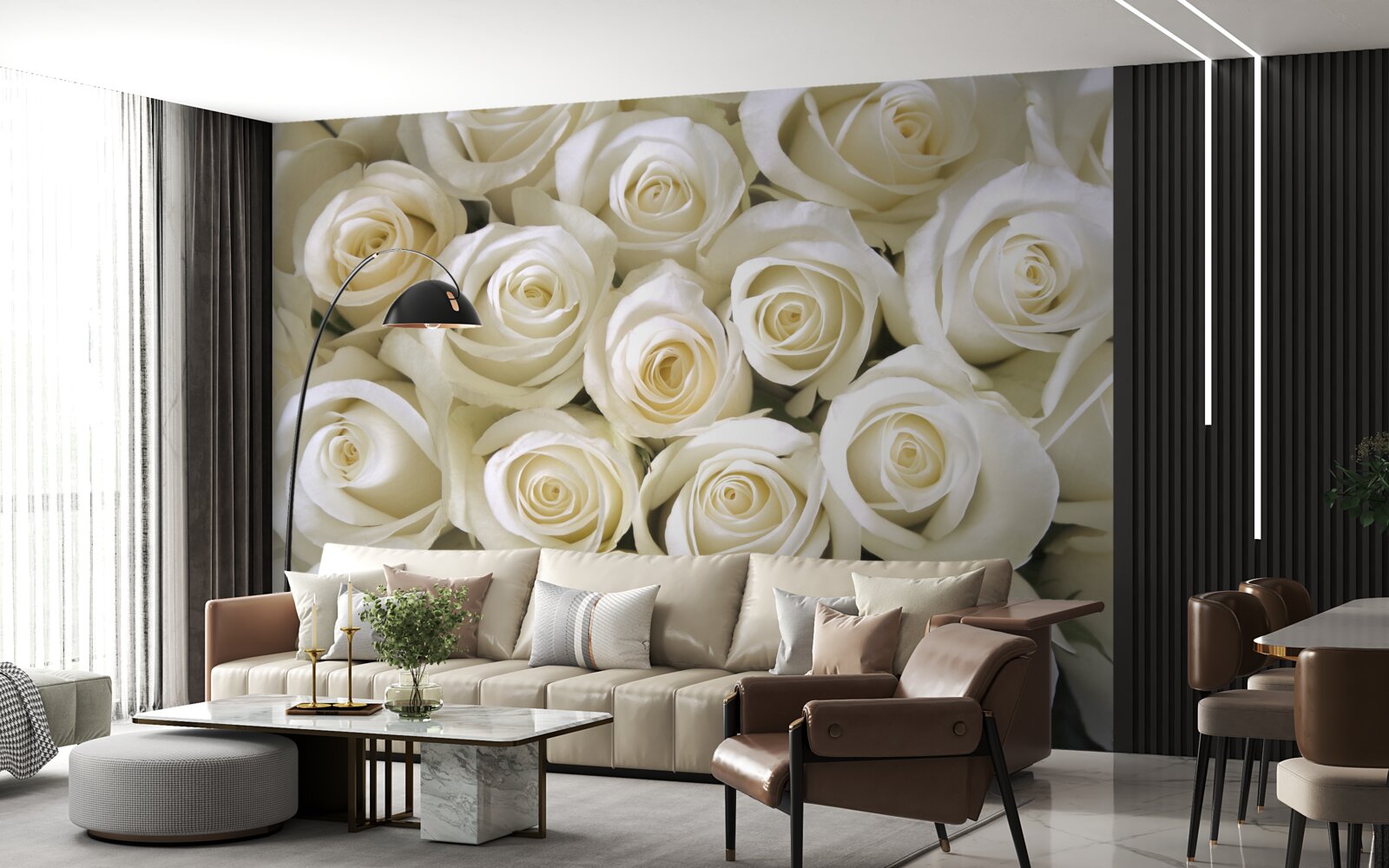 Fototapet butoane de trandafir alb ca zăpada