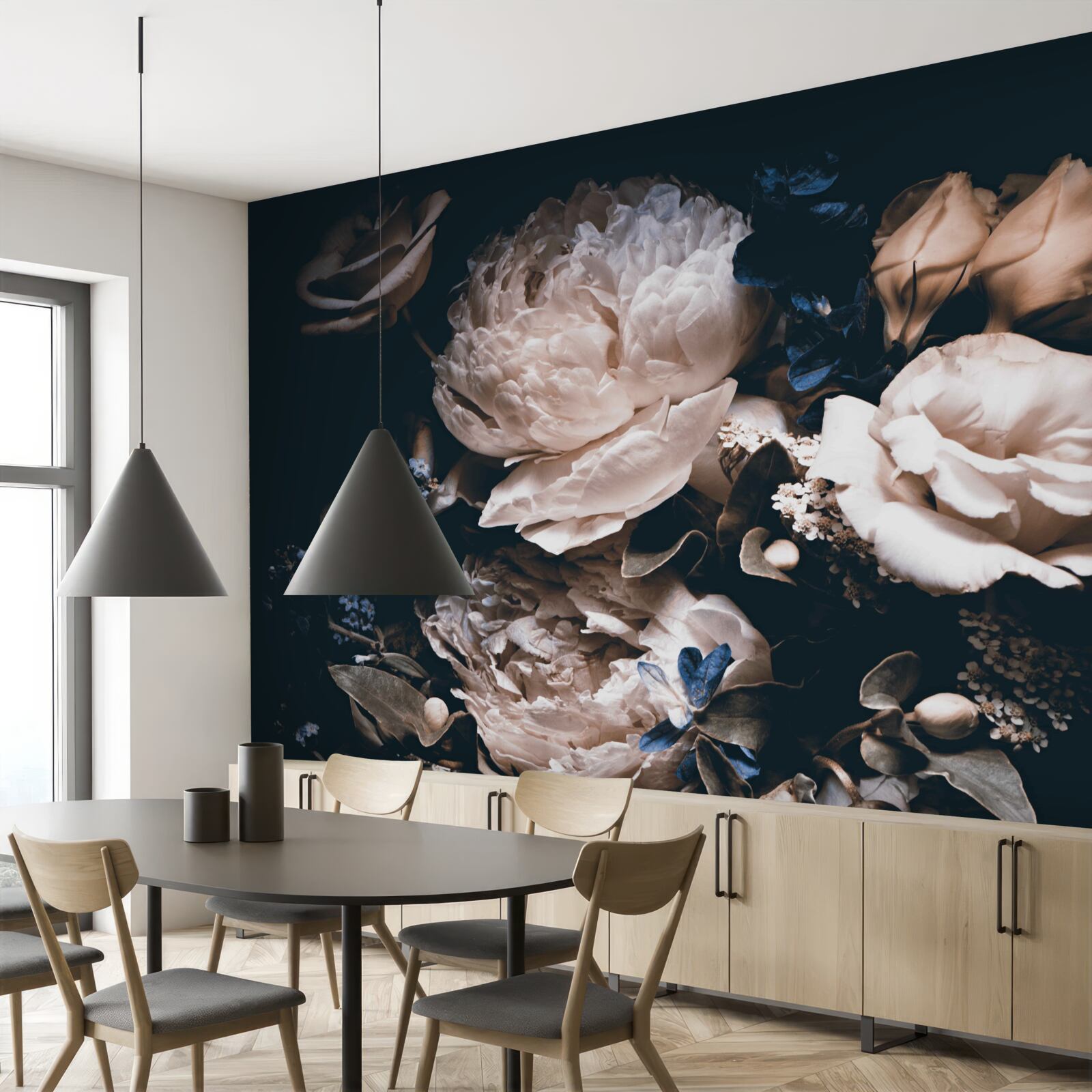 Fototapet romantismul întunecat al florilor